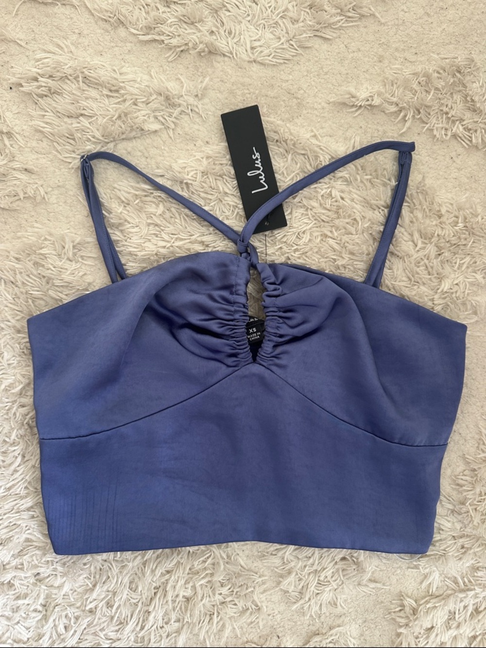 Lulus Periwinkle Satin Strappy Crop Top